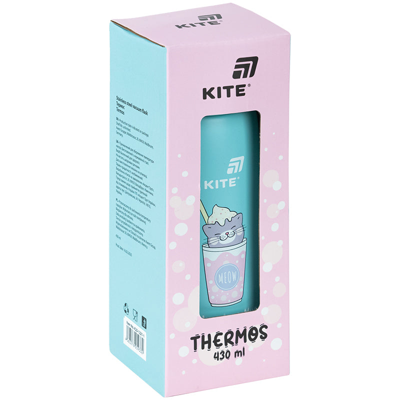 Термос з кнопкою Kite K25-1221-1, Hug in mug, 430 мл, бірюзовий. Фото 4