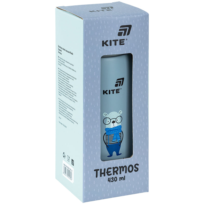 Термос з кнопкою Kite K25-1221-3, Hot style, 430 мл, сірий. Фото 4