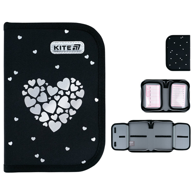 Пенал без наповнення Kite Black&Silver K26-622-5, 1 відділення, 2 відвороти