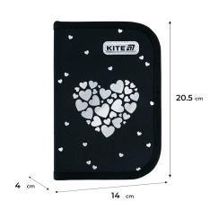 Пенал без наповнення Kite Black&Silver K26-622-5, 1 відділення, 2 відвороти. Фото 2