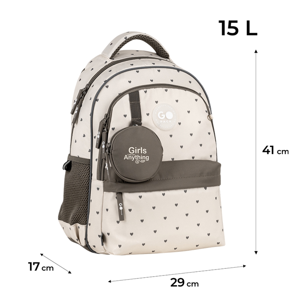 Рюкзак шкільний GoPack Education Beige Polka Dots GO26-182M-3. Фото 2