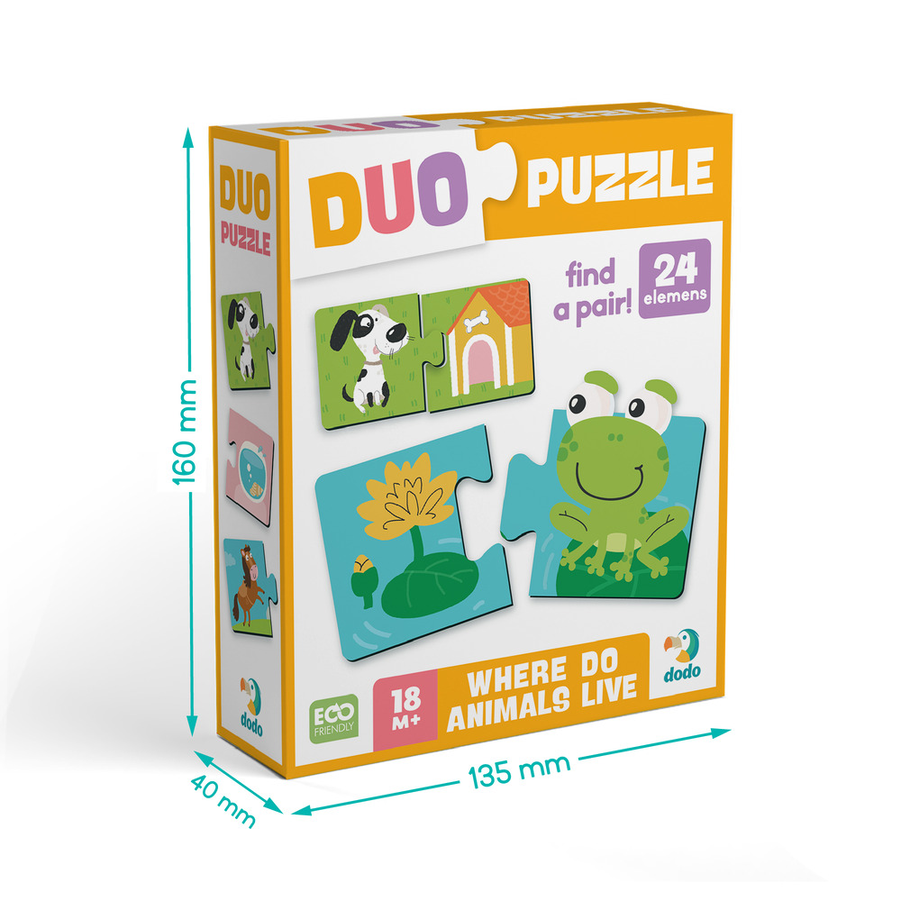 Пазл Dodo DUO 24 елементи - Звірята та їх домівки 300690. Фото 5