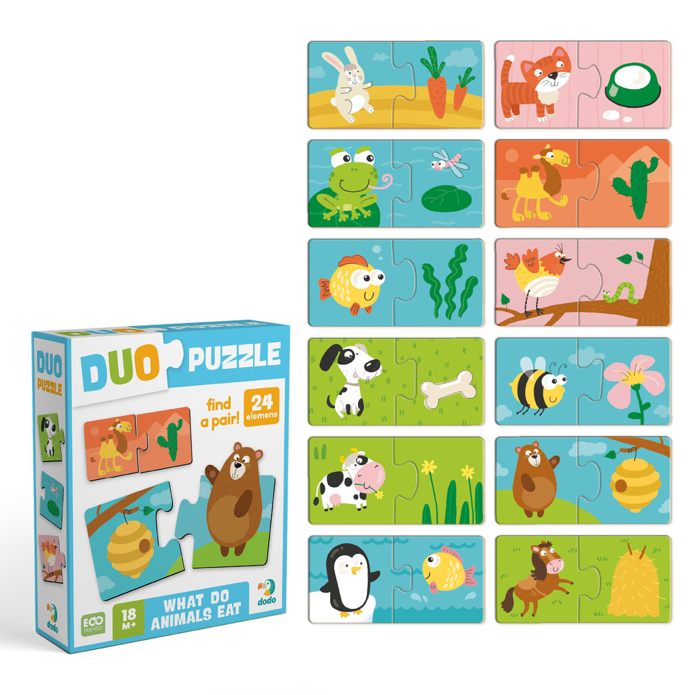 Пазл Dodo DUO 24 елементи - Хто що їсть 300691. Фото 2