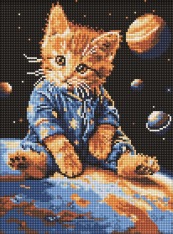 Алмазна мозаїка Ideyka. Зоряний котик 30x40см