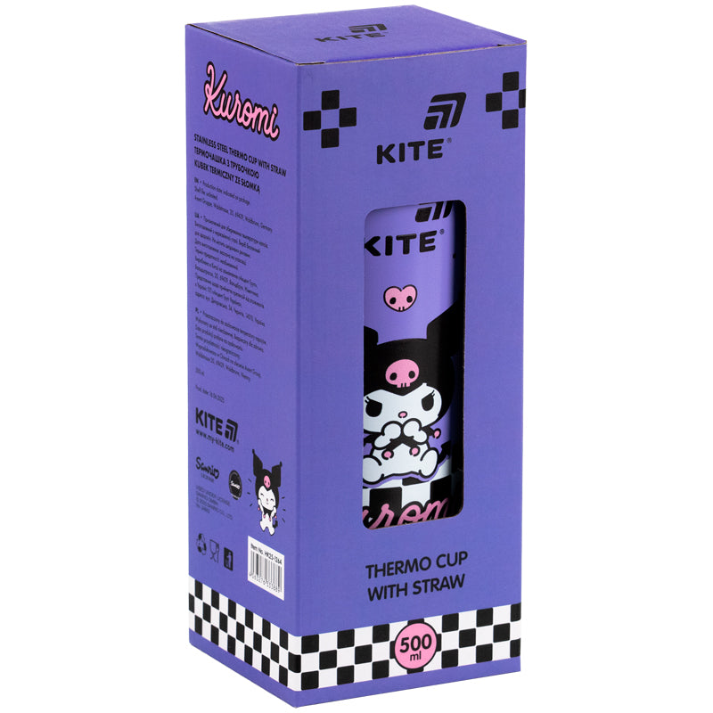 Термокружка з трубочкою Kite Kuromi HK25-1264, 500мл. Фото 3