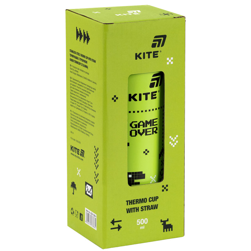 Термокружка з трубочкою Kite Game over K25-1264-1, 500мл. Фото 3
