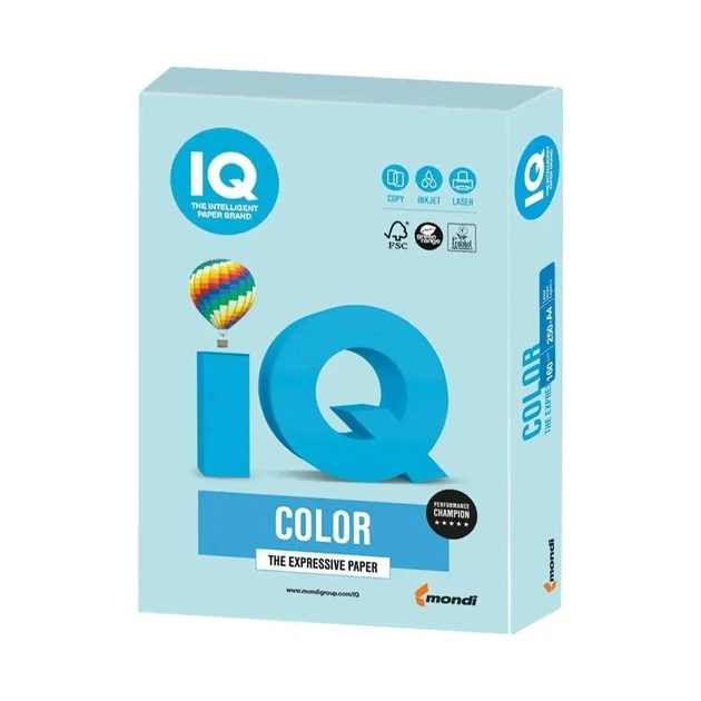 Папір IQ А4 500 аркушів пастельний блакитний 80 гр/м2 MB30 