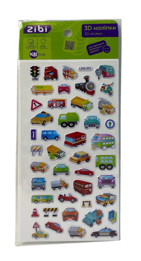 3D наліпки ZiBi Міський транспорт мікс KIDS Line ZB.63318