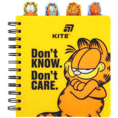 Блокнот з розділювачами на спіралі Garfield GF26-278, 80 аркушів, клітинка, пластикова обкладинка