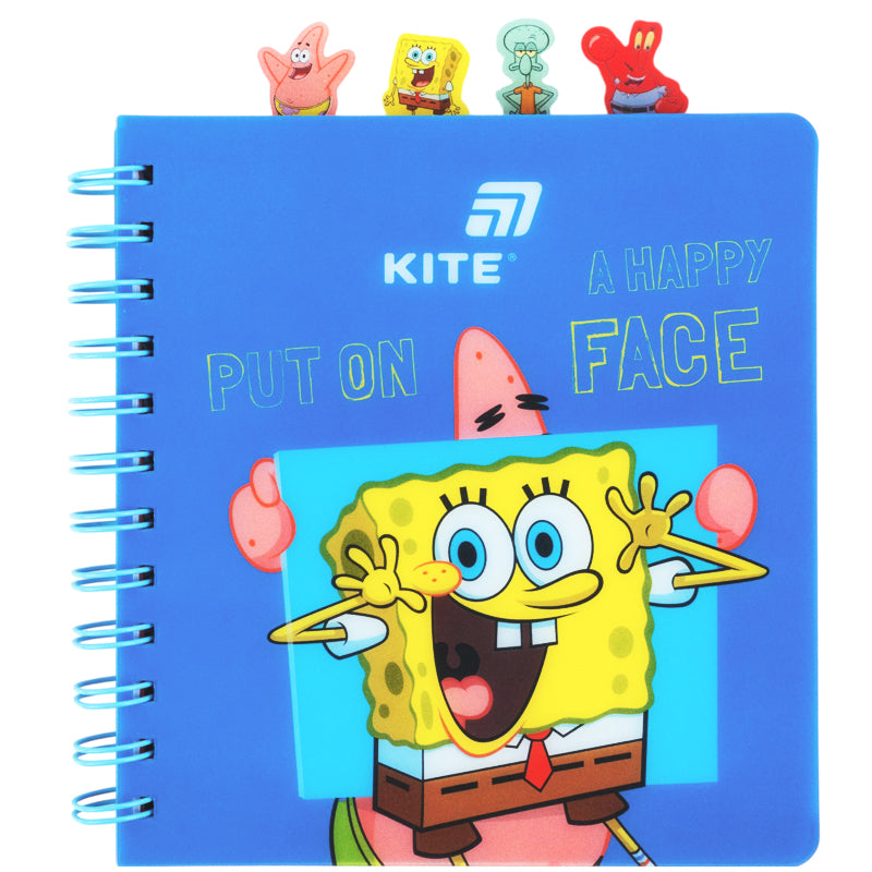 Блокнот з розділювачами на спіралі Sponge Bob SB26-278, 80 аркушів, клітинка, пластикова обкладинка