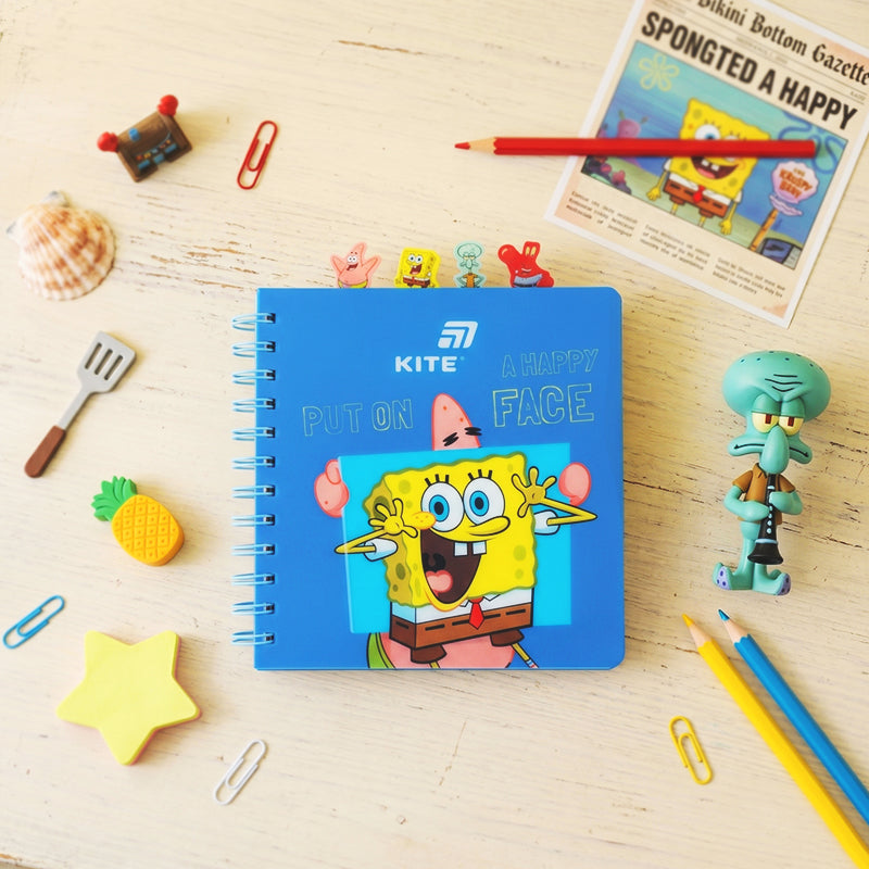 Блокнот з розділювачами на спіралі Sponge Bob SB26-278, 80 аркушів, клітинка, пластикова обкладинка. Фото 8