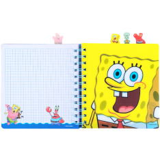 Блокнот з розділювачами на спіралі Sponge Bob SB26-278, 80 аркушів, клітинка, пластикова обкладинка. Фото 4