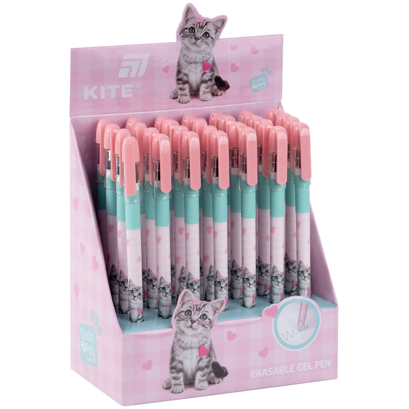 Ручка гелева пиши-стирай Kite Studio Pets SP26-068, синя
