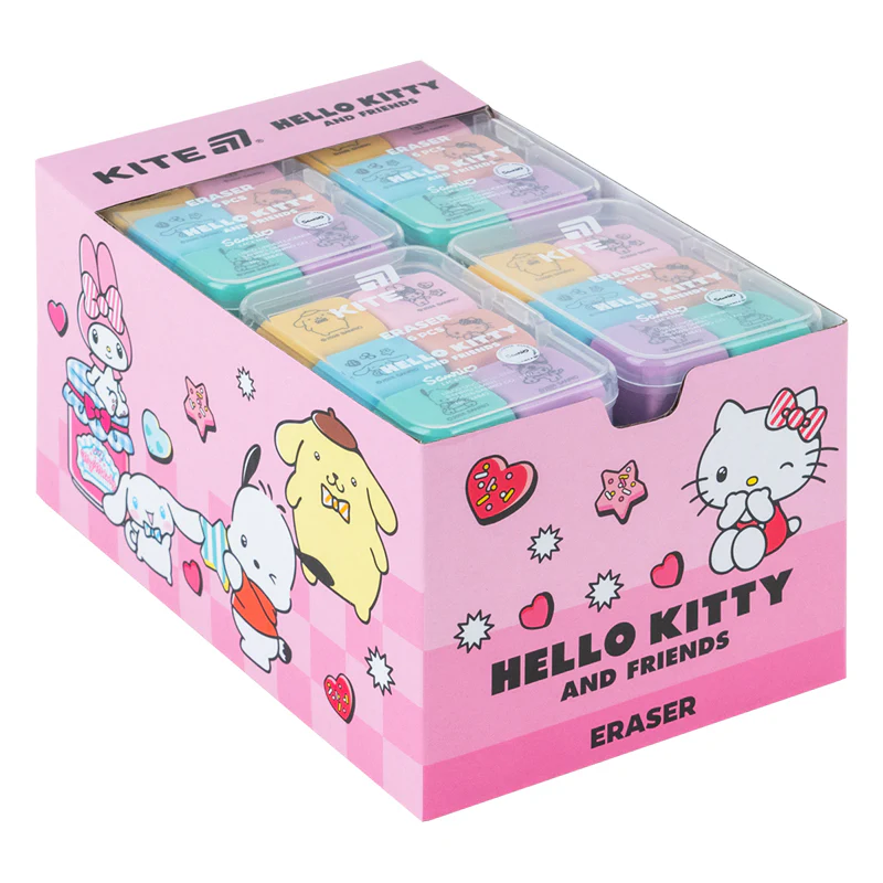 Набір гумок у пластиковому боксі Kite Hello Kitty and Friends асорті 6 шт HK26-145. Фото 6