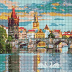 Алмазна мозаїка Ideyka. Вечірня Прага 40х40см