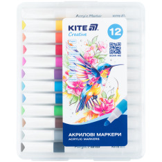 Маркери акрилові Jumbo Kite Creative K-1290, 12 кольорів