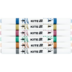 Маркери акрилові двосторонні Kite Creative K-1293, 6 кольорів металлік. Фото 2