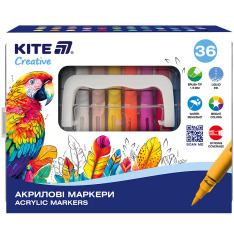 Маркери акрилові з рідкими чорнилами Kite Creative K-1163, 36 кольорів