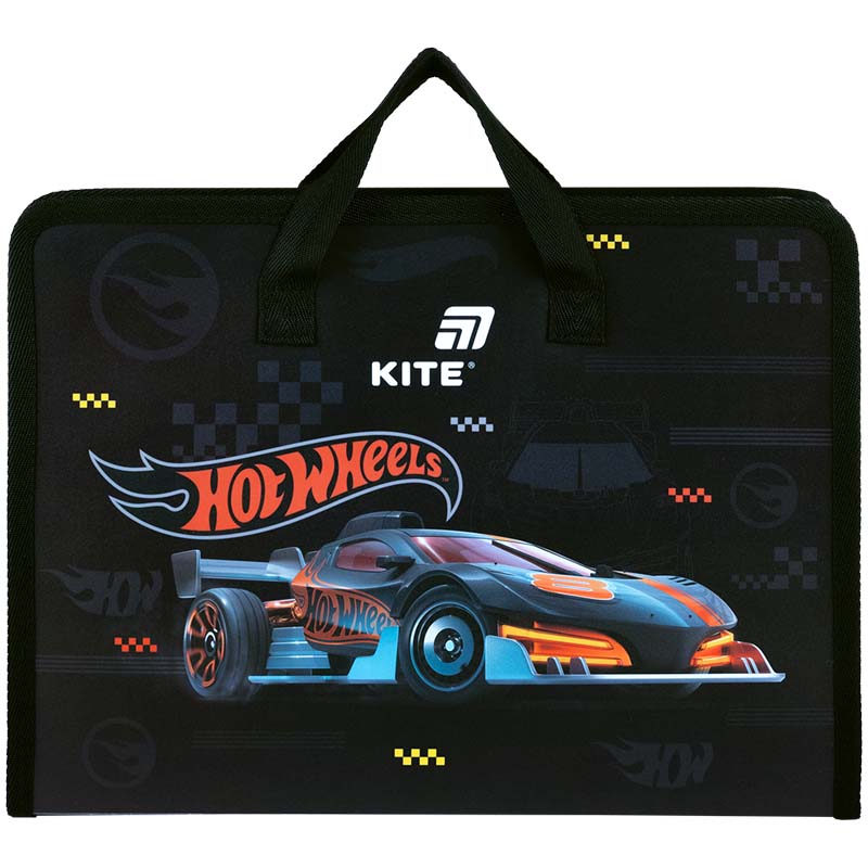Папка-портфель на блискавці Kite Hot Wheels HW26-202, 1 відділення, A4