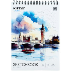 Скетчбук для акварелі Kite Creative K-1284, А4, на спіралі, 20 аркушів