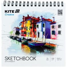 Скетчбук для акварелі Kite Creative K-1285, 21х21 см, на спіралі, 20 аркушів