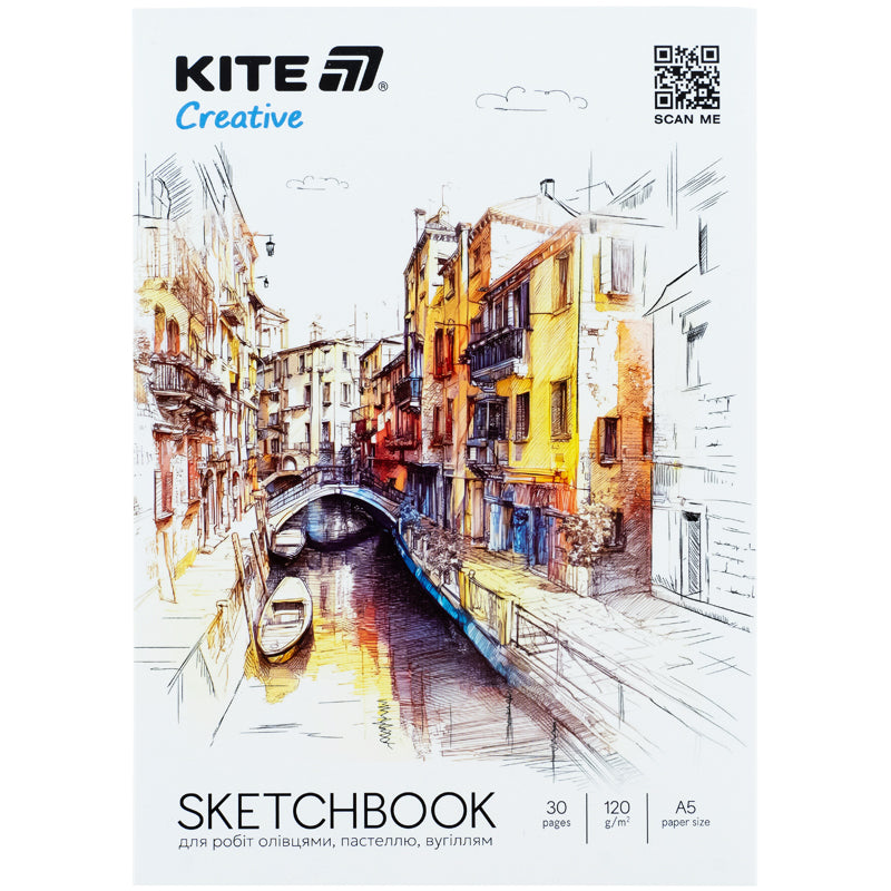Скетчбук для робіт олівцями Kite Creative K-1277, А5, 30 аркушів