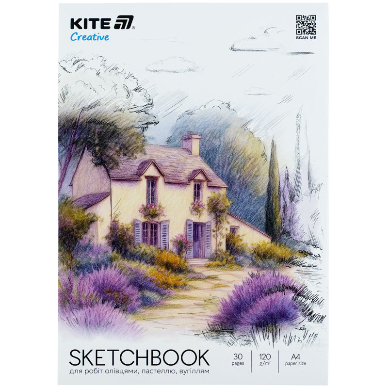 Скетчбук для робіт олівцями Kite Creative K-1278, А4, 30 аркушів