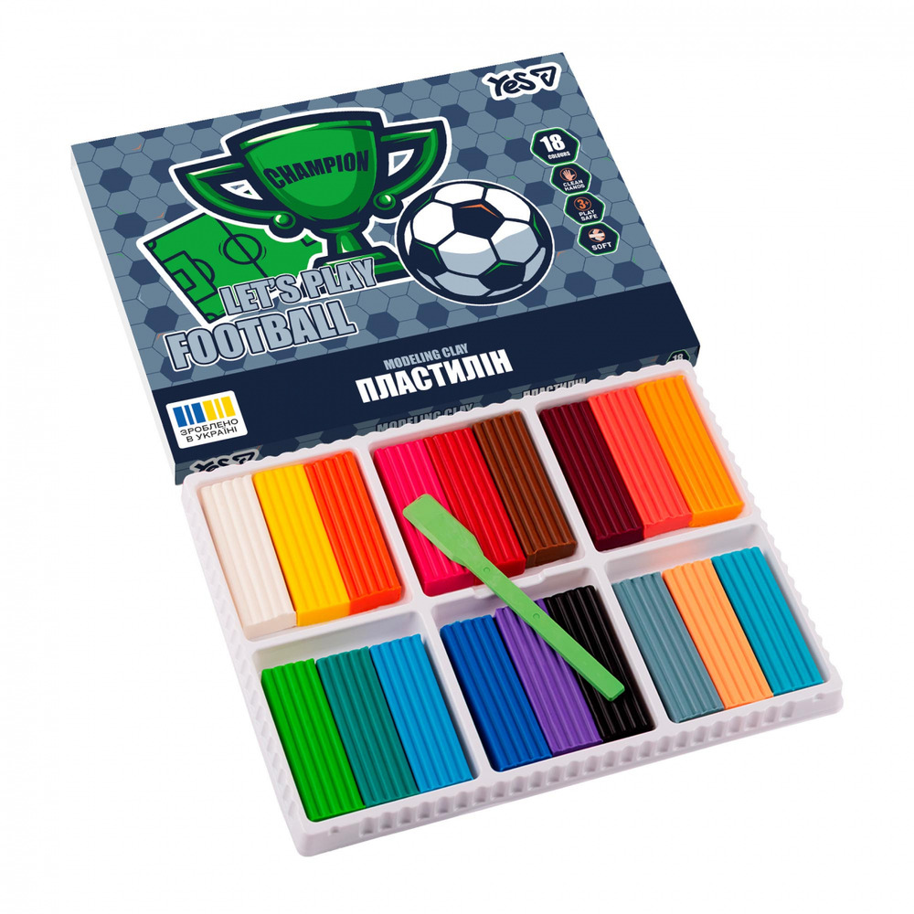Пластилін Yes Football 18 кольорів 360 г 540715. Фото 2