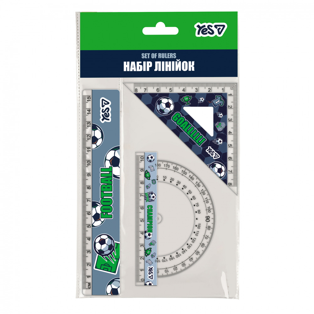 Набір лінійок Yes Football 3 предмети лінійка 15 см 370709