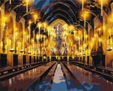Картина за номерами Ideyka. WB Harry Potter: Велика зала з фарбами металік 40х50см 
