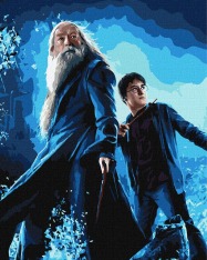 Картина за номерами Ideyka. WB Harry Potter: Гаррі та Дамблдор з фарбами металік 40х50см 
