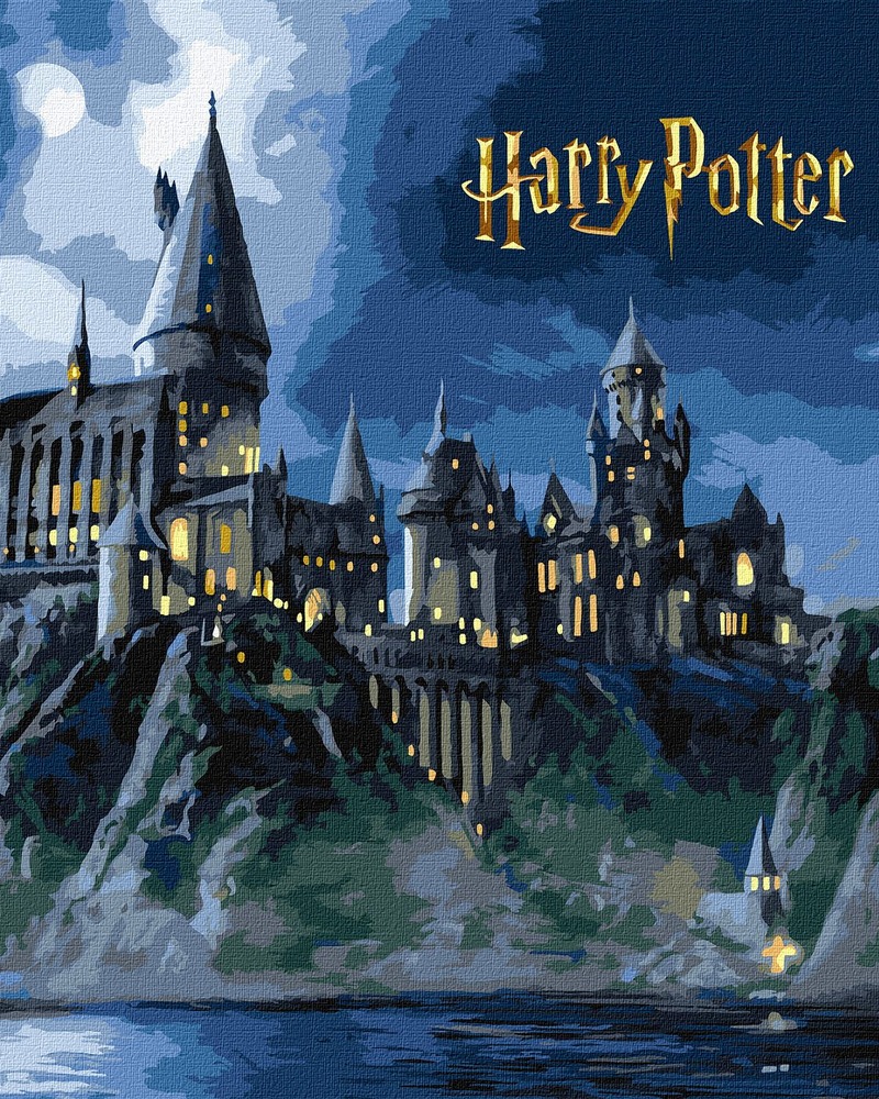 Картина за номерами Ideyka. WB Harry Potter: Гоґвортс вночі з фарбами металік 40х50см
