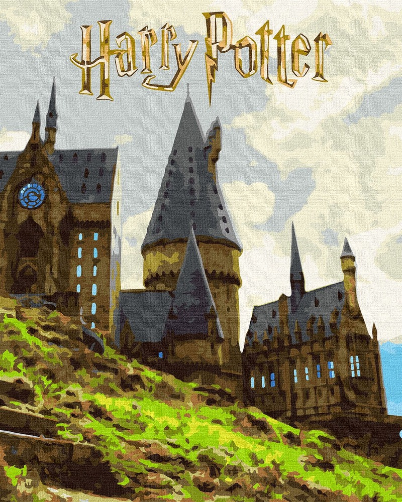 Картина за номерами Ideyka. WB Harry Potter: Пейзаж Гоґвортсу з фарбами металік
