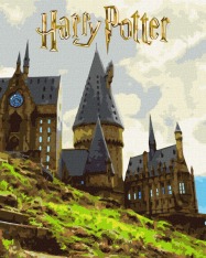 Картина за номерами Ideyka. WB Harry Potter: Пейзаж Гоґвортсу з фарбами металік