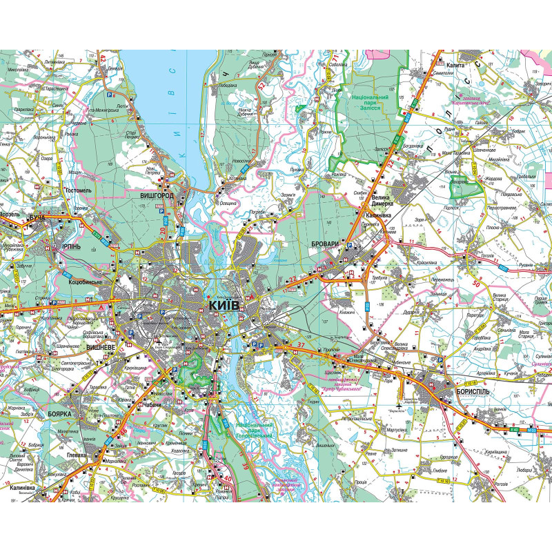 Карта автошляхів Київська область м-б 1:250 000. Фото 3