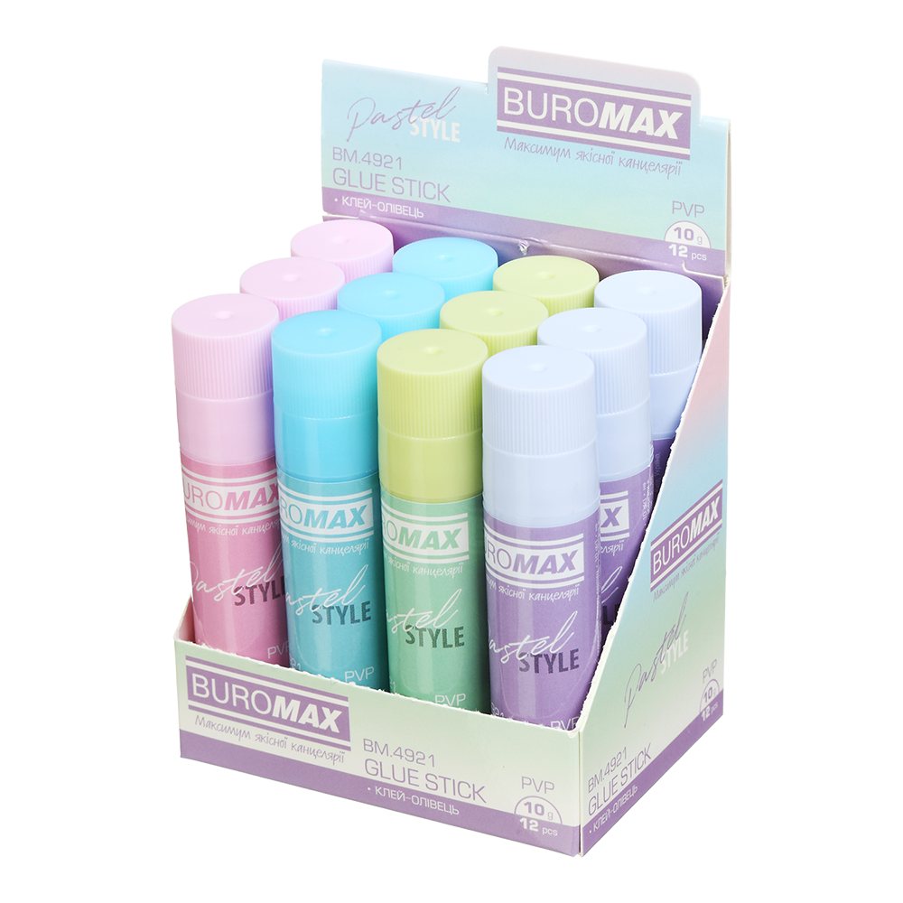 Клей-олiвець Buromax PASTEL 10 г PVP BM.4921