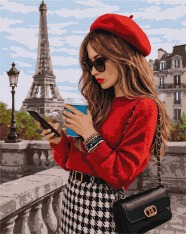 Картина за номерами Ideyka. Дівчина в Парижі 40х50см
