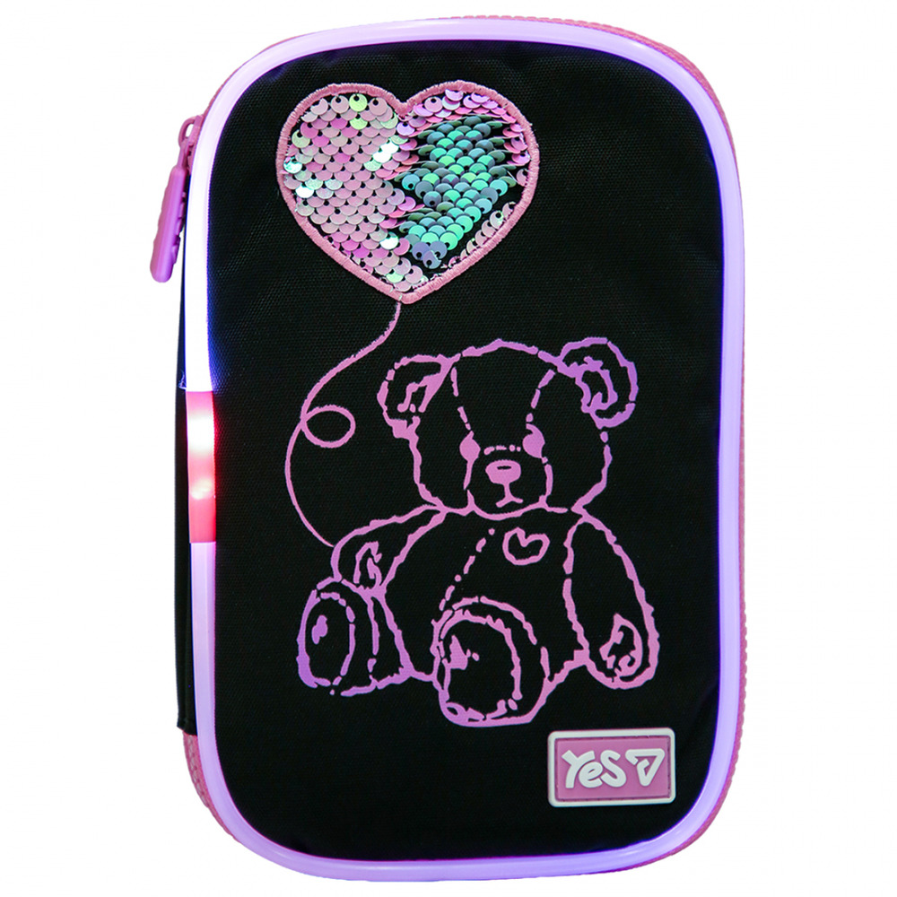 Пенал м'який Yes PH-35 з LED Pink Bear 533777. Фото 8