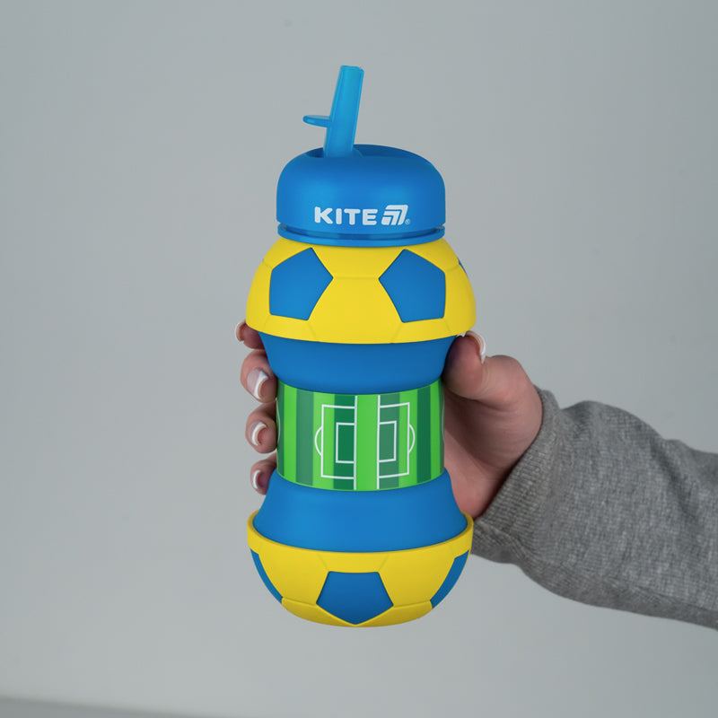 Пляшка для води силіконова Kite K26-1272-2, 550 мл, синьо-жовта. Фото 6