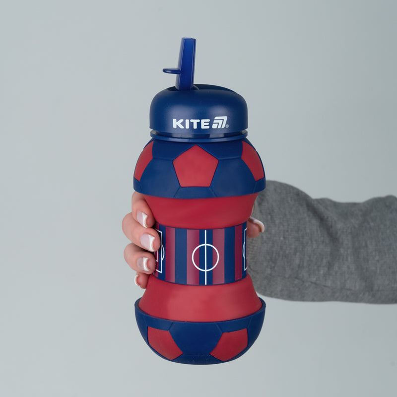 Пляшка для води силіконова Kite K26-1272-3, 550 мл, червоно-синя. Фото 6