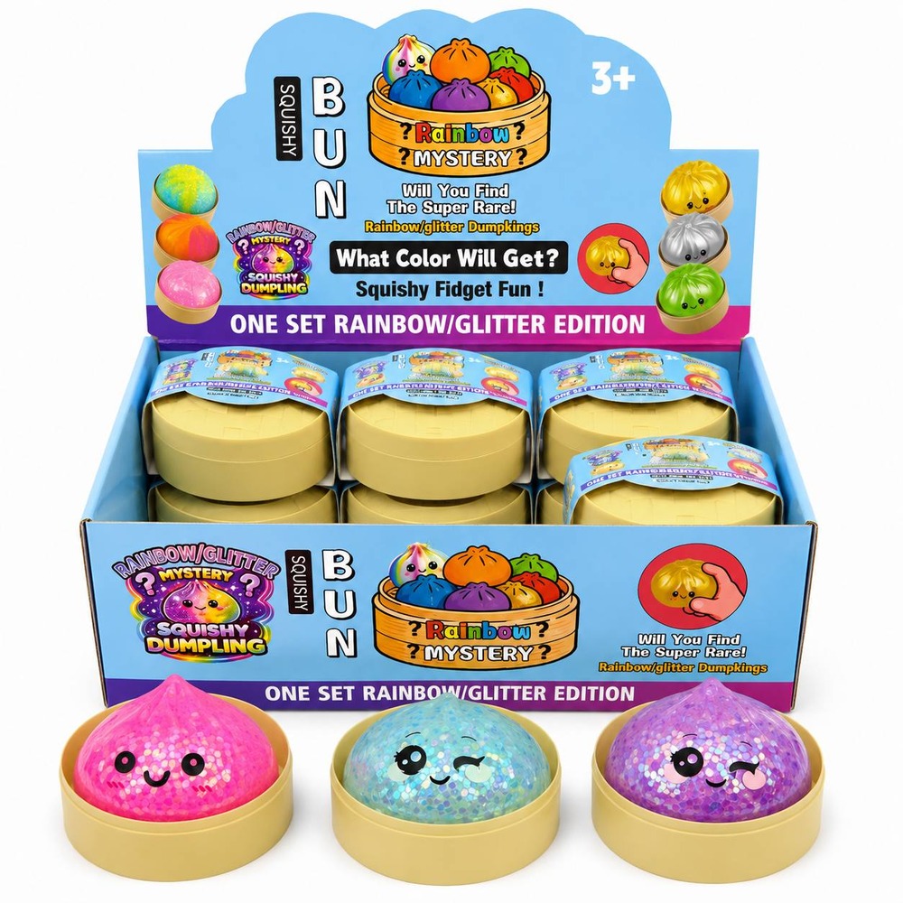Іграшка-антистрес сквіш-пельмень 8,5 см (Squishy Dumpling) прозорий з кульками-орбізами (12/144)