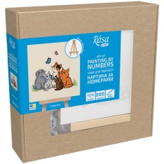 Набір картина за номерами Funny Cats 15х15 см з мольбертом ROSA START N00014090