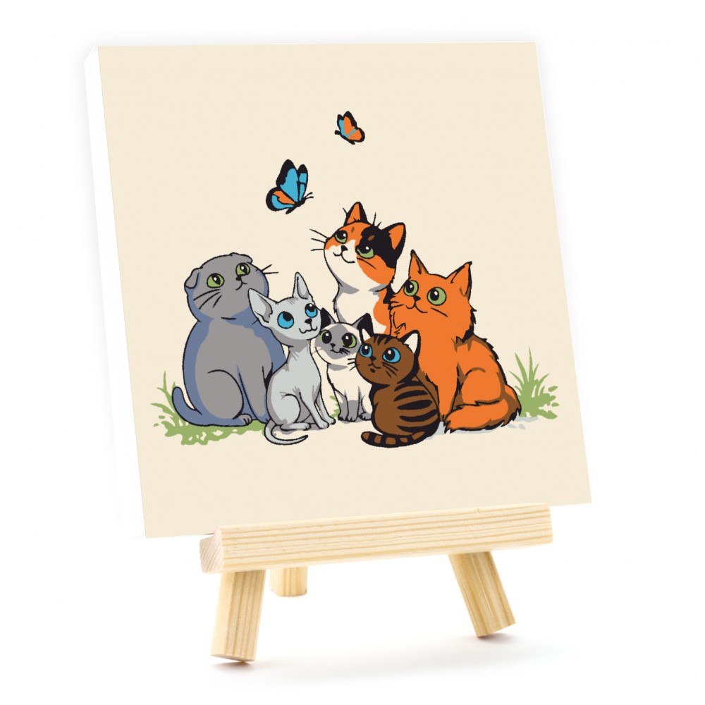 Набір картина за номерами Funny Cats 15х15 см з мольбертом ROSA START N00014090. Фото 3