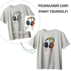 Набір, футболка-розмальовка Music Vibes бавовна 100%, сіра, розмір M, ROSA Talent N0003816. Фото 4