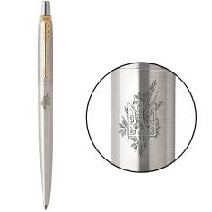 Ручка Parker Jotter Ukraine сталь з позолотою, кулькова, Тризуб з пшеницею 16 032_T066b