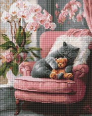 Алмазна мозаїка Ideyka. Муркотливий котик 40х50см