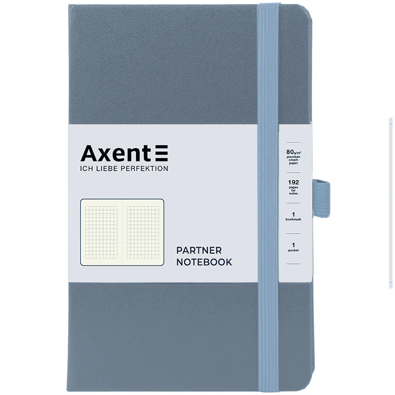 Книга записна Axent Partner 8201-62-A, 125x195 мм, 96 аркушів, клітинка, сіра