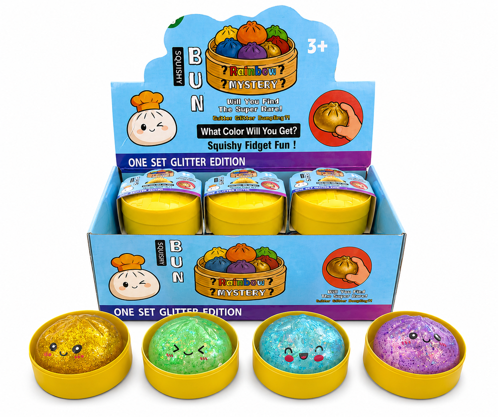 Іграшка-антистрес сквіш-пельмень 8,5 см (Squishy Dumpling) глітер з Led лампочкою #411 (12/72)