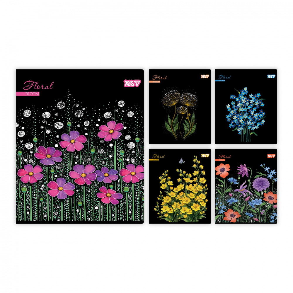 Зошит учнівський Yes Floral bloom А5 48 аркушів клітинка 768594