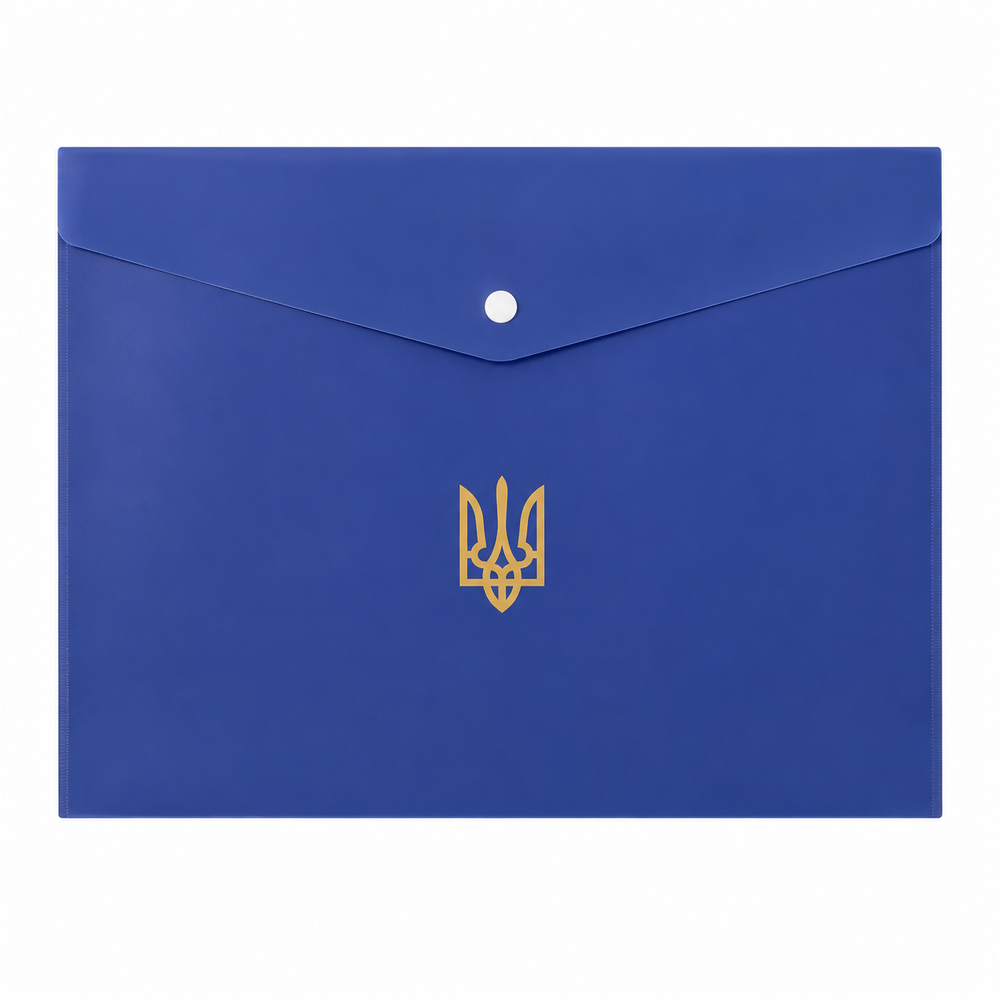 Папка-конверт на кнопці Buromax UKRAINE A4 темно-синя BM.3970-03